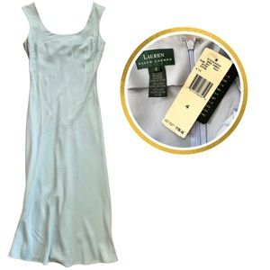 Ralph Lauren Baby Blue 100% Silk Midi Formal Dress, Size: 4